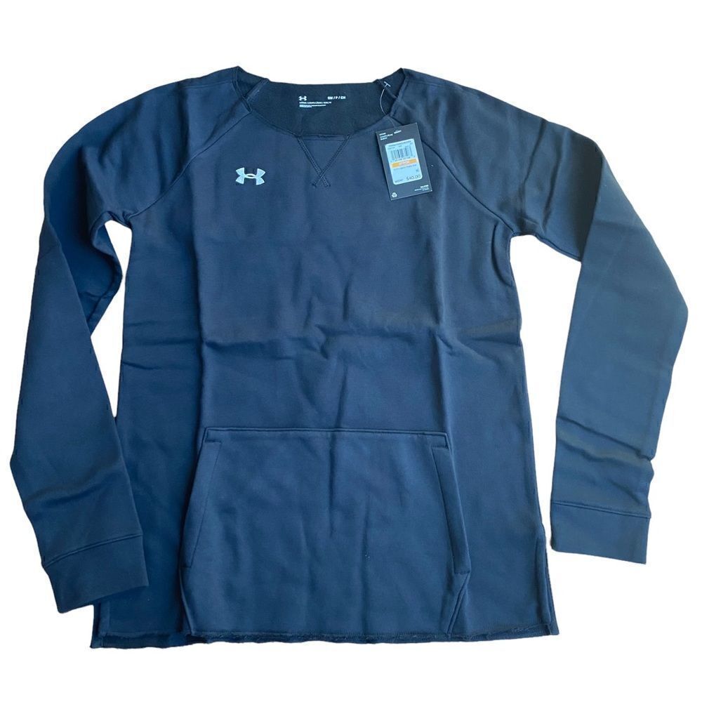 Under Armour Hustle Fleece Crew Sweatshirt Women’s Sz S Navy NWT